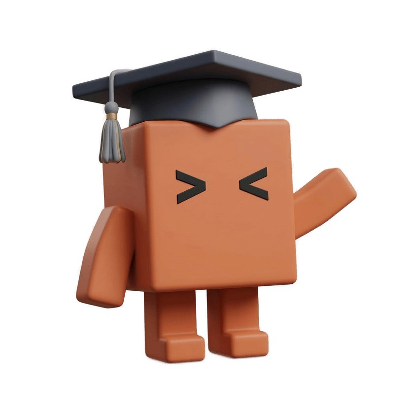 Mascote 3D com capelo de formatura